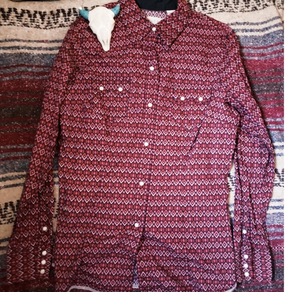 Roper Tops - "ROPER" WESTERN PEARL SNAP - CRANBERRY